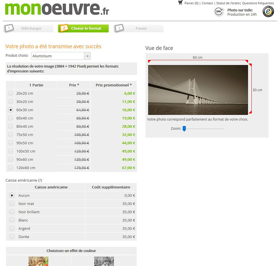 Cration du tableau alu MonOeuvre