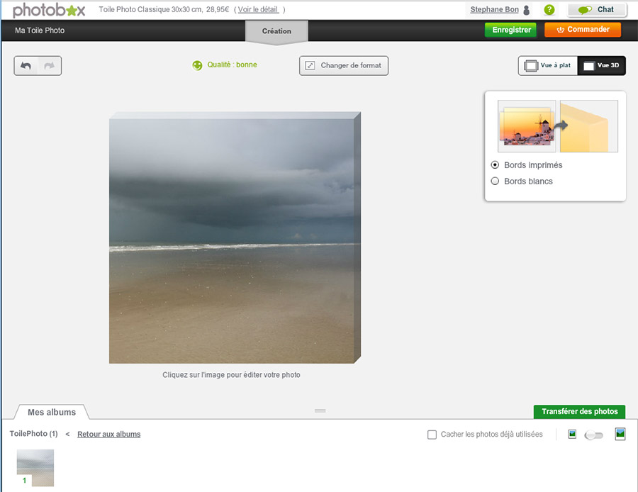 Interface Web de conception de la toile-photo