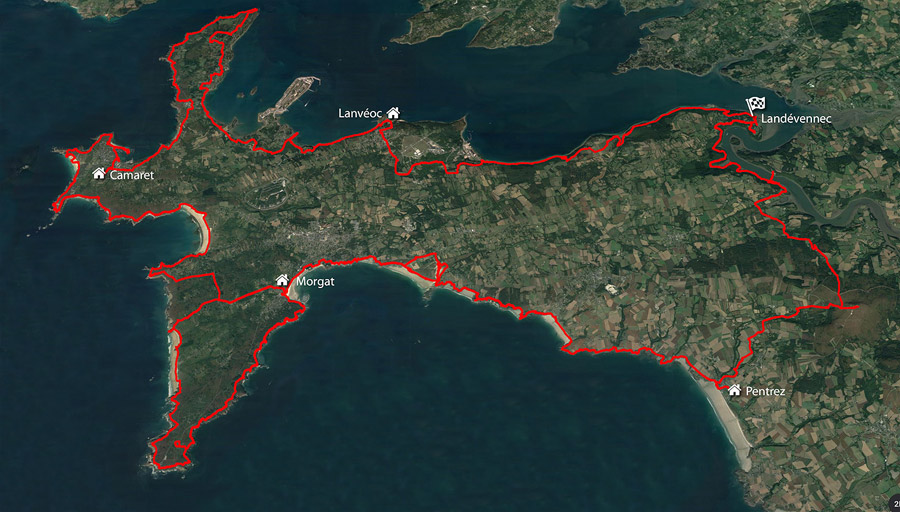 La carte de notre tour de Crozon  pied